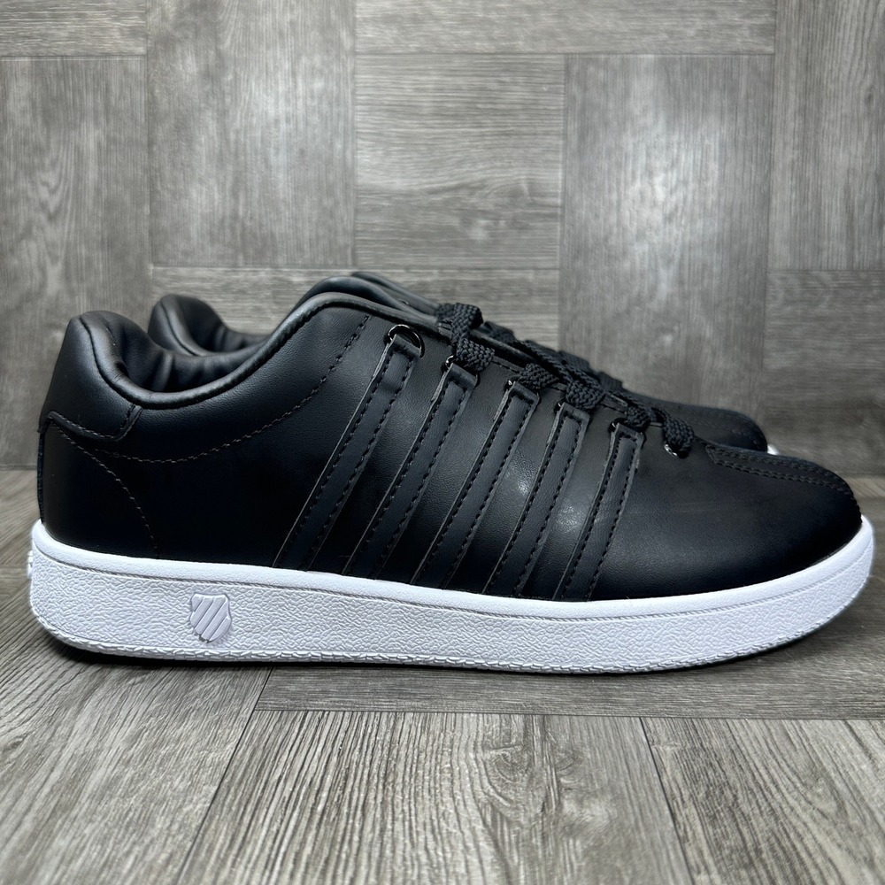K-Swiss Varsity Sneakers Women 6.5 Black Leather Low Top Classic NEW